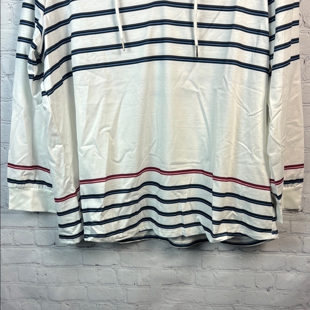 BloomChic Blue and White Striped Hoodie - Picture 4 of 6